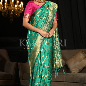 Cyan Blue Kanjivaram Saree