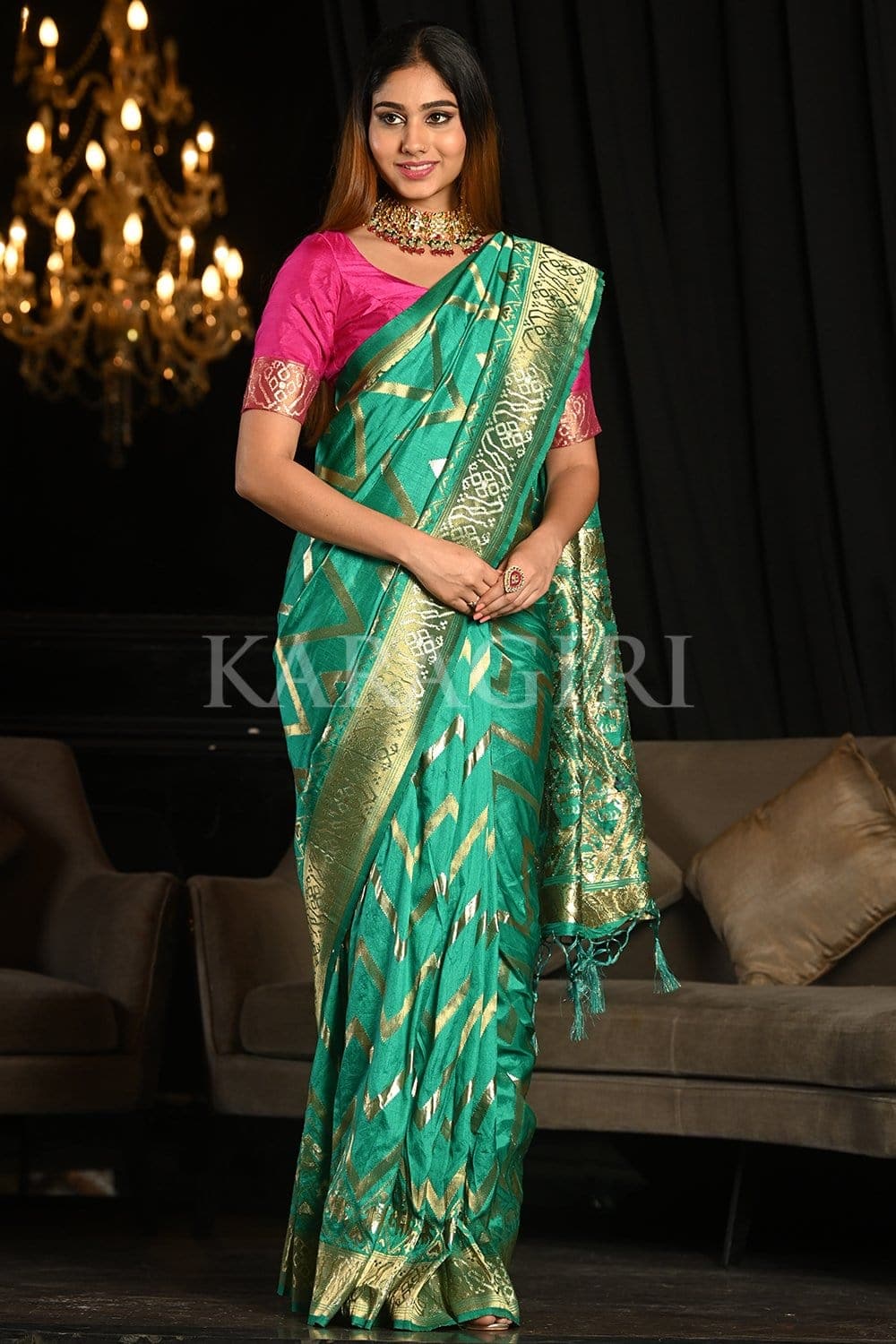 Cyan Blue Kanjivaram Saree