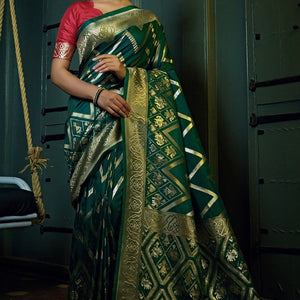 Deep Green Kanjivaram Saree