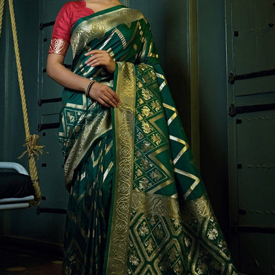 Deep Green Kanjivaram Saree