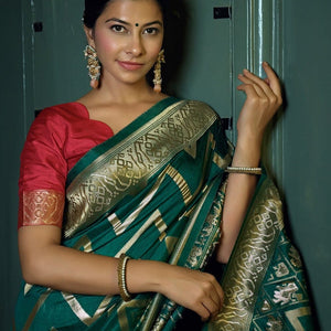 Deep Green Kanjivaram Saree