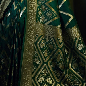 Deep Green Kanjivaram Saree