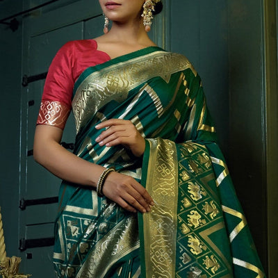 Deep Green Kanjivaram Saree