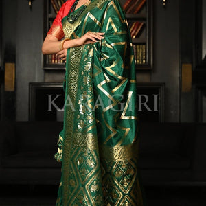 Deep Green Kanjivaram Saree