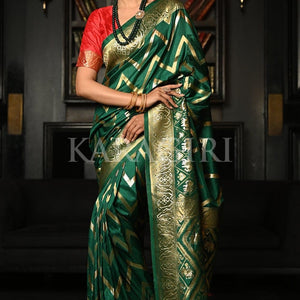 Deep Green Kanjivaram Saree