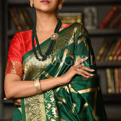 Deep Green Kanjivaram Saree