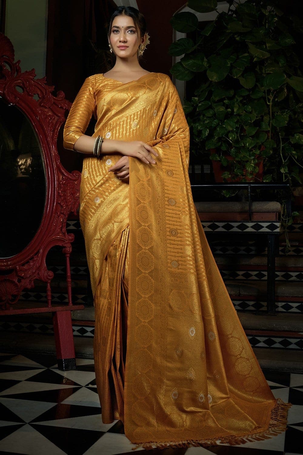 Dijon Yellow Kanjivaram Saree