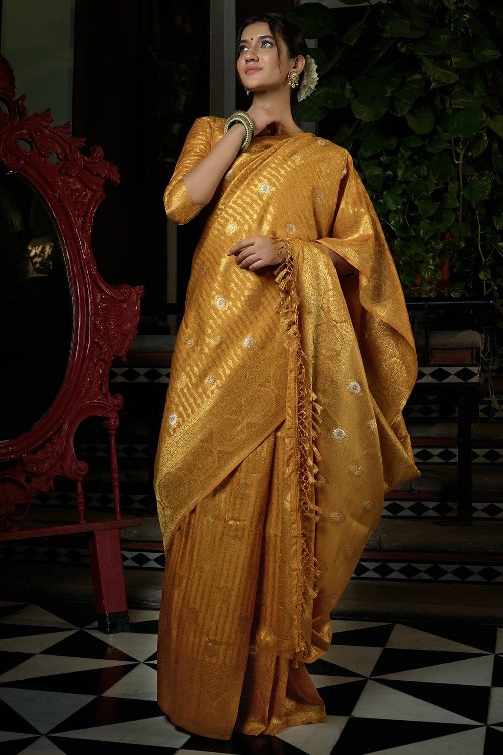 Dijon Yellow Kanjivaram Saree