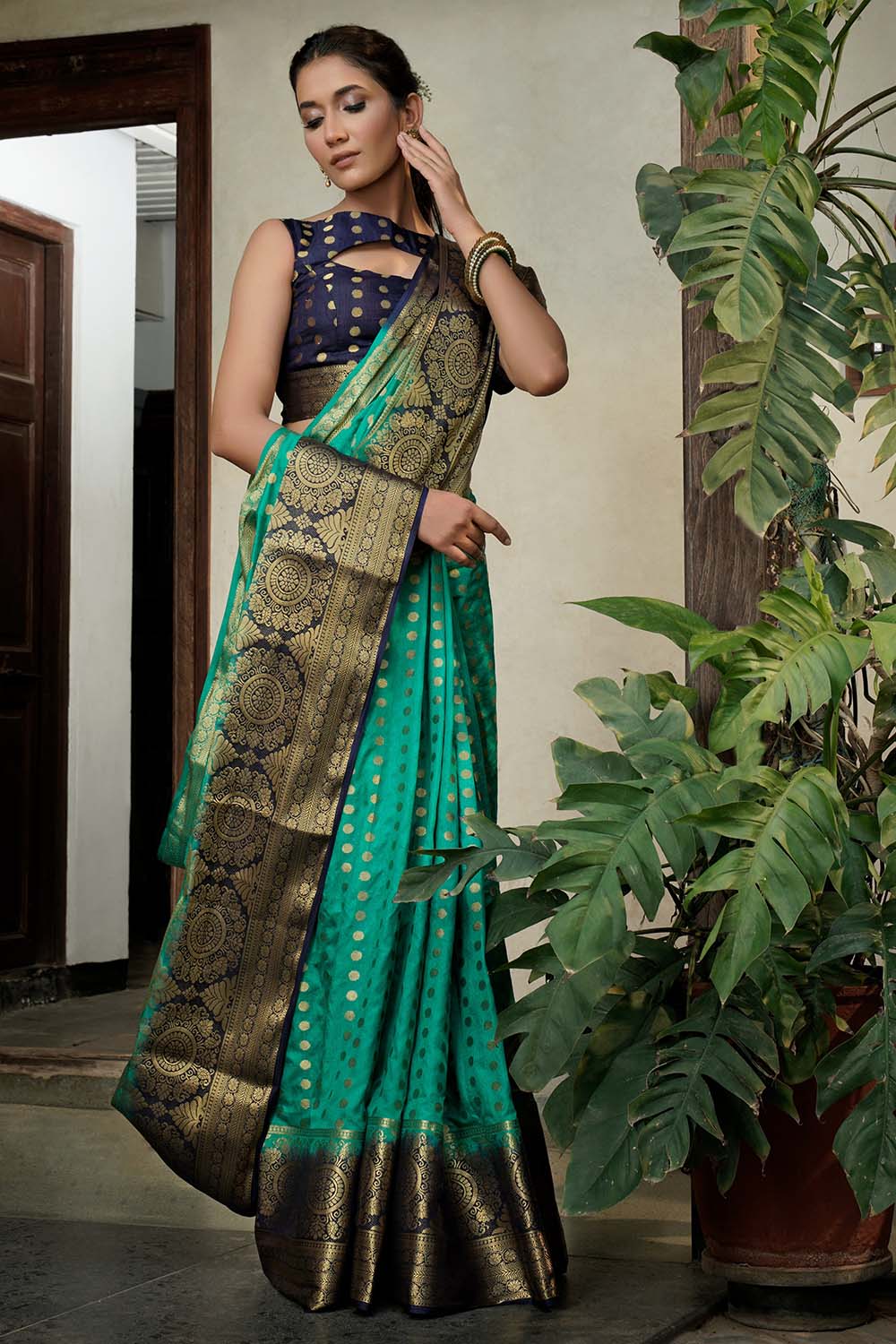 Emerald Green Kanjivaram Saree