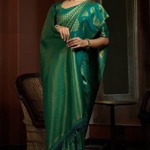 Garden Grove Green Kanjivaram Saree