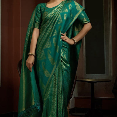 Garden Grove Green Kanjivaram Saree