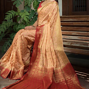Granite Rose Peach Kanjivaram Saree