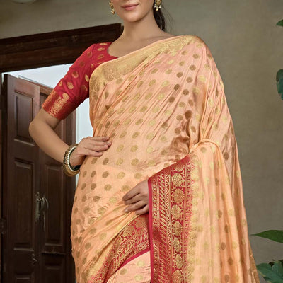 Granite Rose Peach Kanjivaram Saree