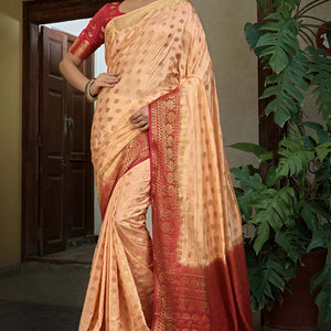 Granite Rose Peach Kanjivaram Saree