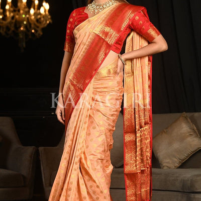 Granite Rose Peach Kanjivaram Saree