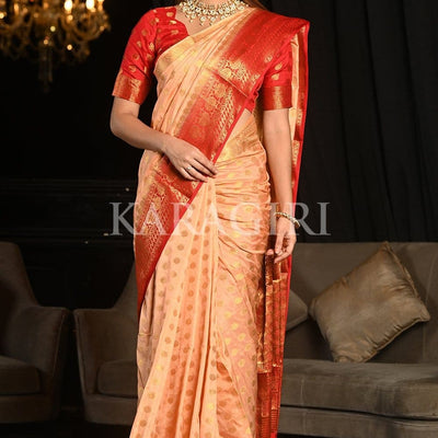 Granite Rose Peach Kanjivaram Saree