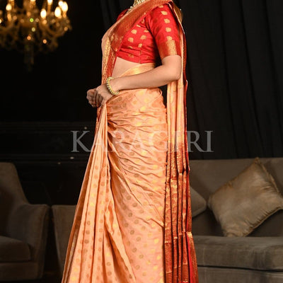 Granite Rose Peach Kanjivaram Saree