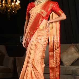 Granite Rose Peach Kanjivaram Saree