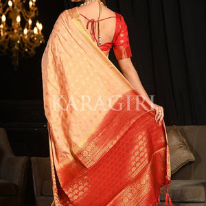 Granite Rose Peach Kanjivaram Saree