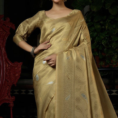 Hazelnut Yellow Kanjivaram Saree