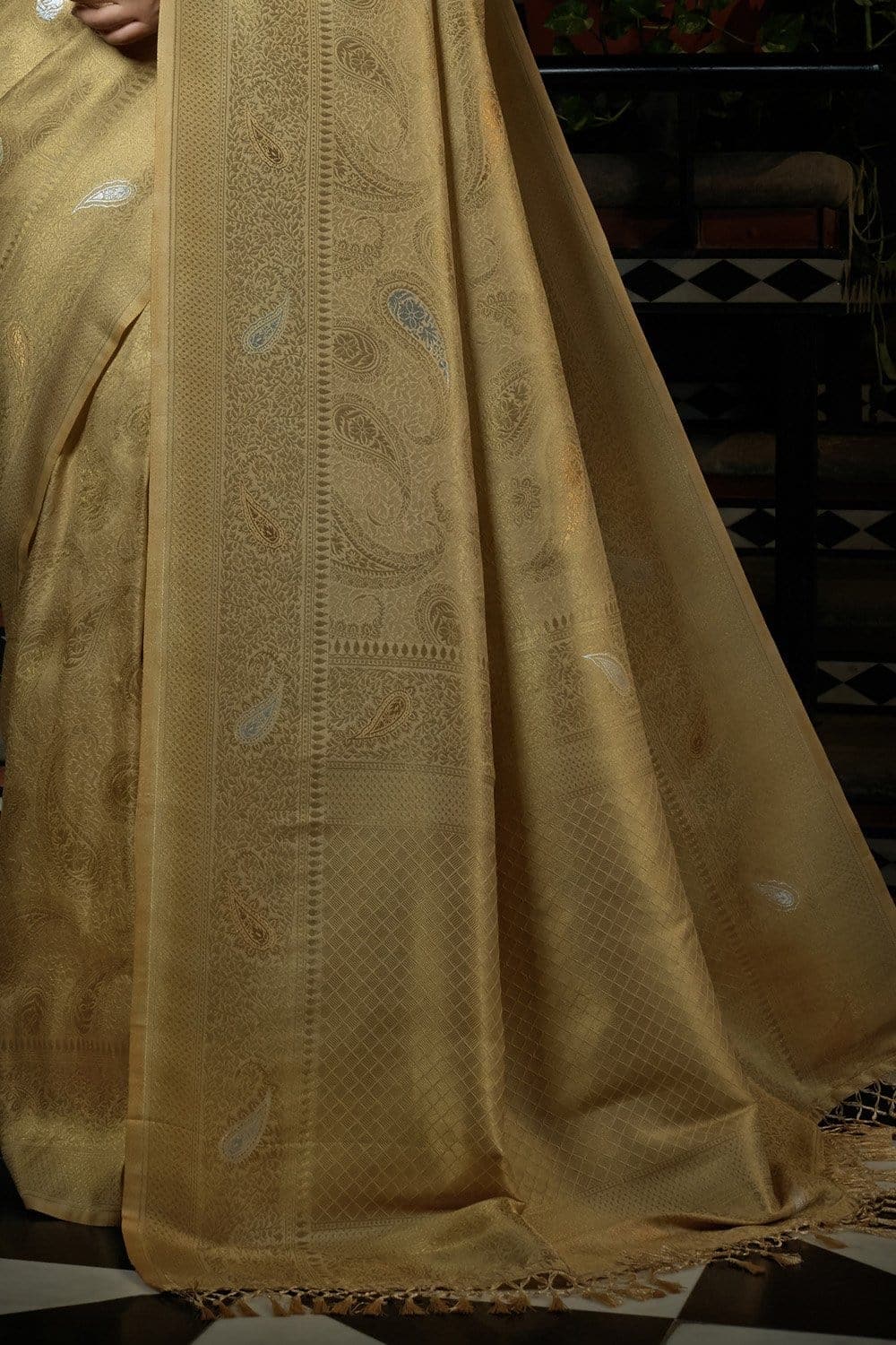 Hazelnut Yellow Kanjivaram Saree