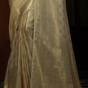 Lavender White Kanjivaram Saree