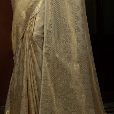 Lavender White Kanjivaram Saree