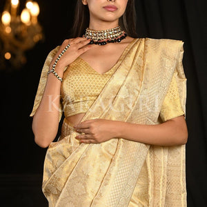 Lavender White Kanjivaram Saree