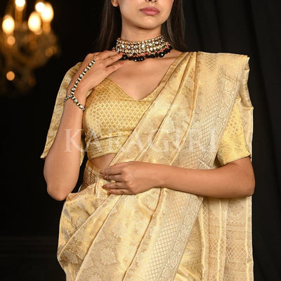 Lavender White Kanjivaram Saree