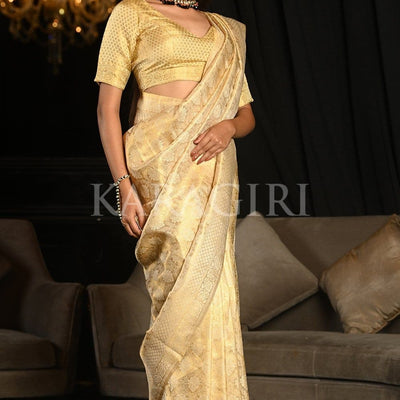 Lavender White Kanjivaram Saree