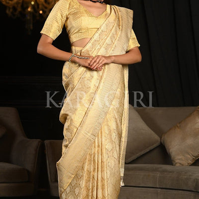 Lavender White Kanjivaram Saree