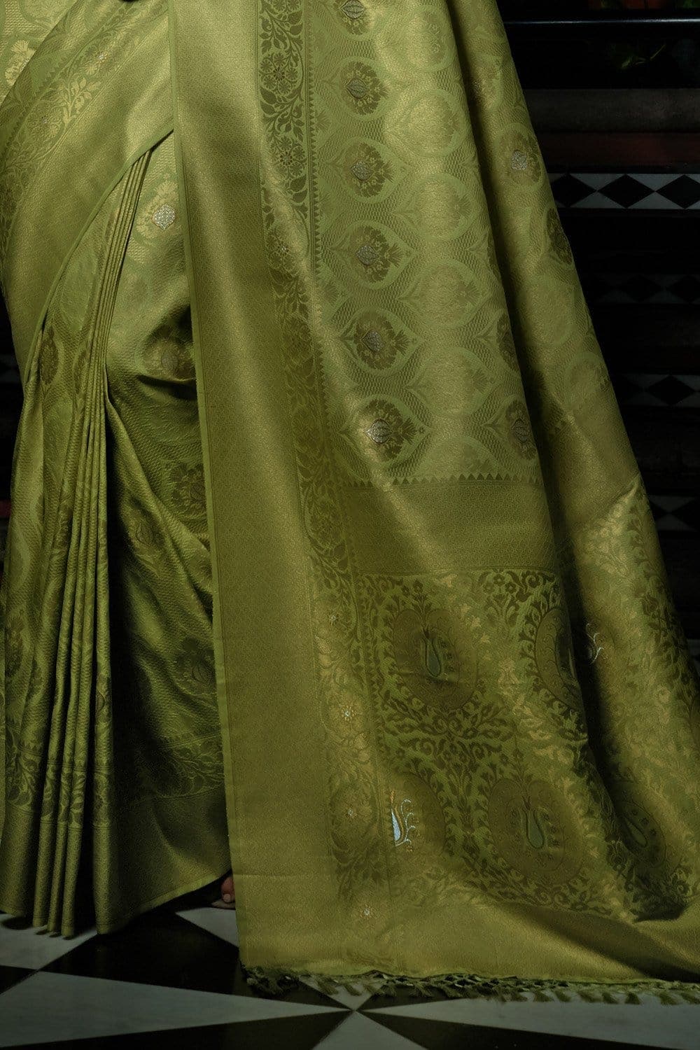 Macaw Green Kanjivaram Saree