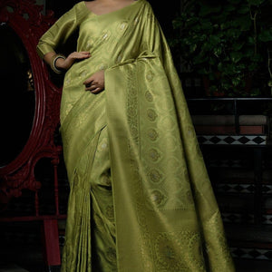 Macaw Green Kanjivaram Saree