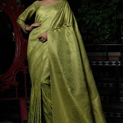 Macaw Green Kanjivaram Saree
