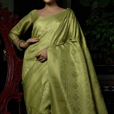 Macaw Green Kanjivaram Saree