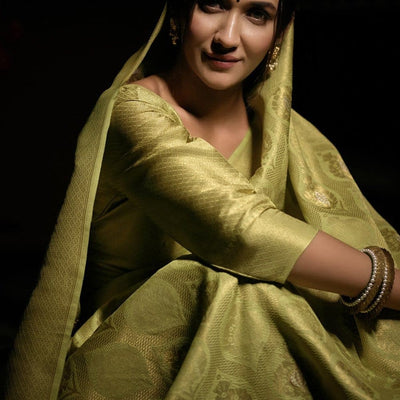 Macaw Green Kanjivaram Saree