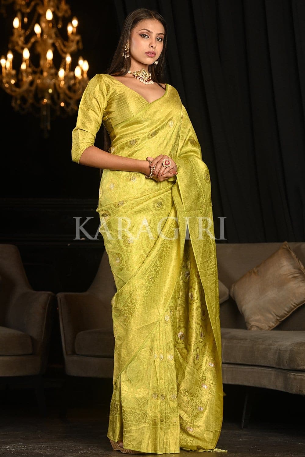 Macaw Green Kanjivaram Saree