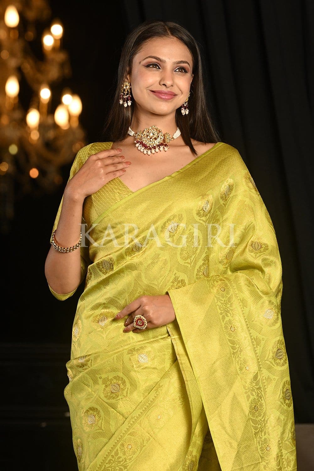 Macaw Green Kanjivaram Saree