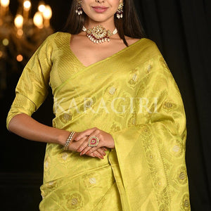 Macaw Green Kanjivaram Saree