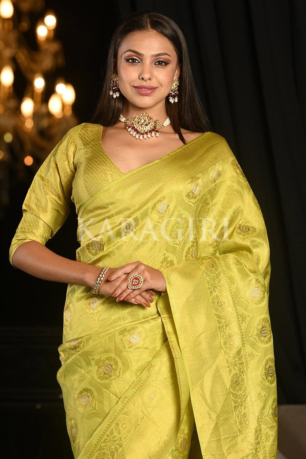 Macaw Green Kanjivaram Saree