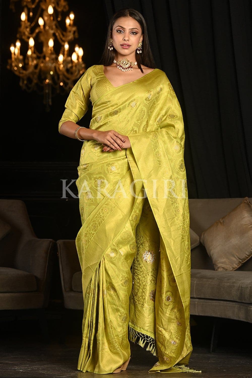 Macaw Green Kanjivaram Saree