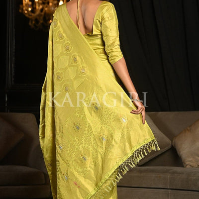 Macaw Green Kanjivaram Saree