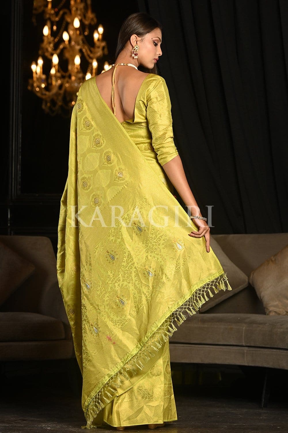 Macaw Green Kanjivaram Saree