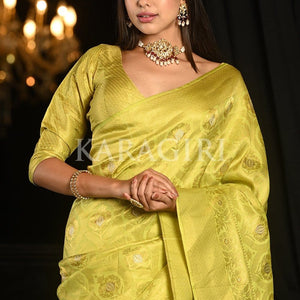 Macaw Green Kanjivaram Saree