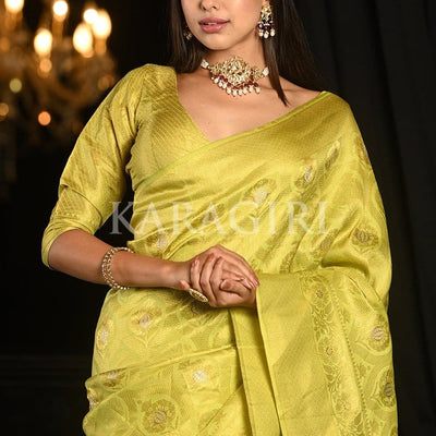 Macaw Green Kanjivaram Saree