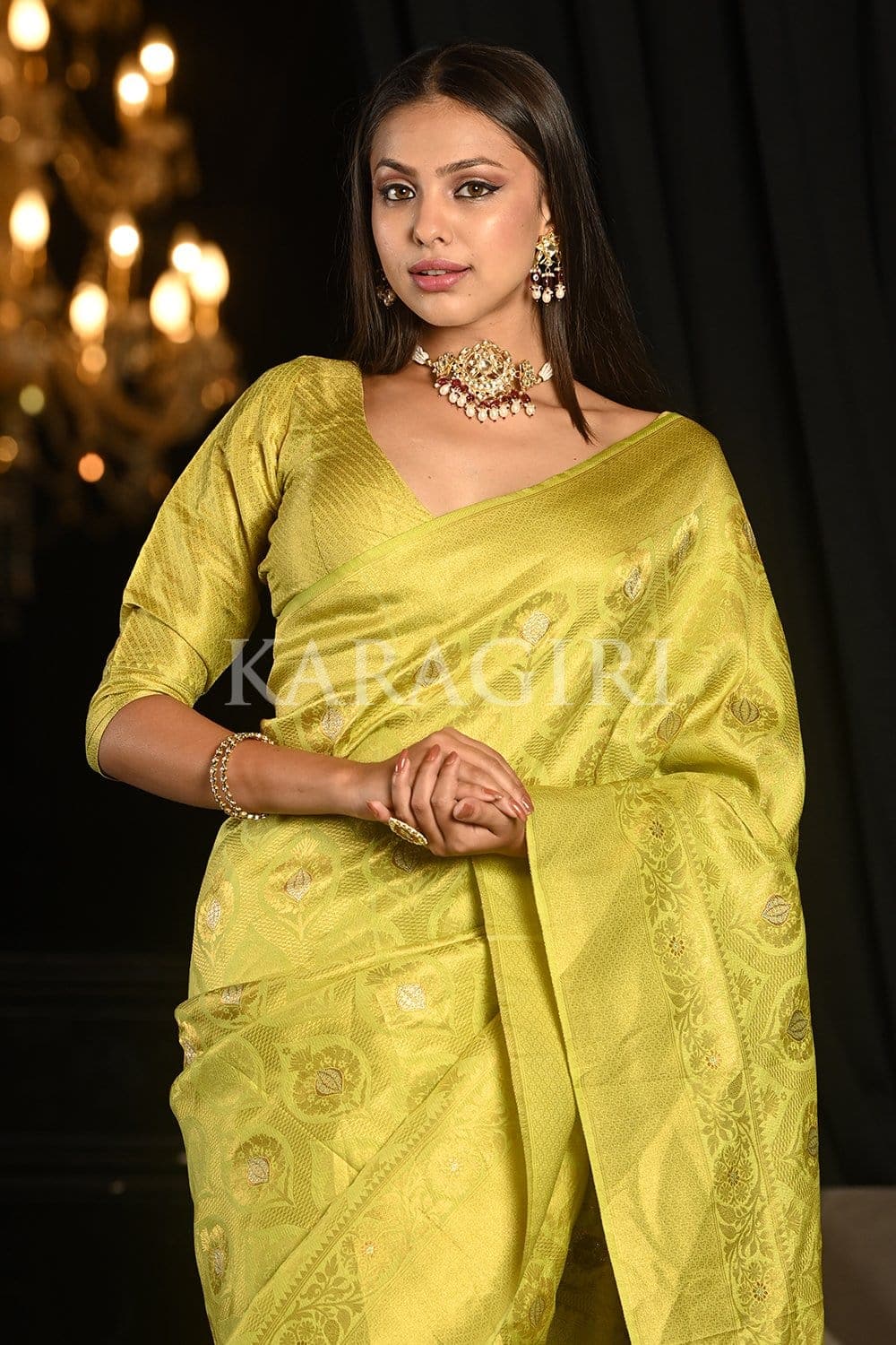 Macaw Green Kanjivaram Saree