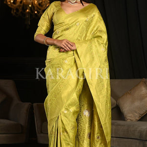 Macaw Green Kanjivaram Saree