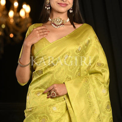 Macaw Green Kanjivaram Saree