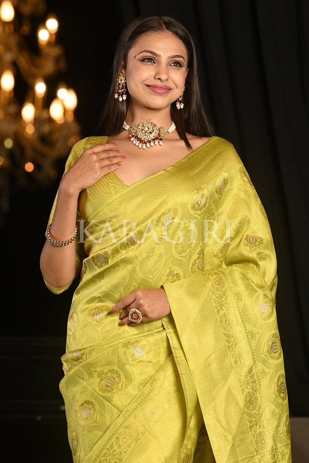 Macaw Green Kanjivaram Saree