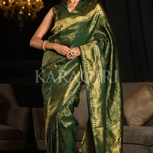 Pthalo Green Kanjivaram Saree
